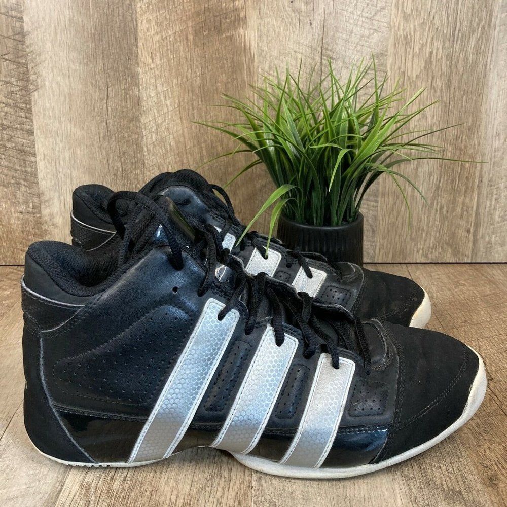 Adidas Men’s High Top Sneakers Black Leather Lace-Up Size 10 Shoes